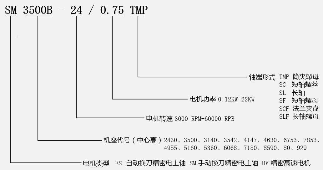 瑞德沃斯高速電主軸型號(hào)說明